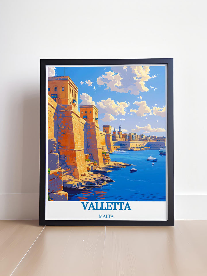 Grand Harbour in Valletta stunning prints offer a perfect focal point for any room ideal as a Malta wall hanging or Valetta gift art this artwork captures the rich history and modern allure of Maltas iconic harbor perfect for Malta vacation gift ideas