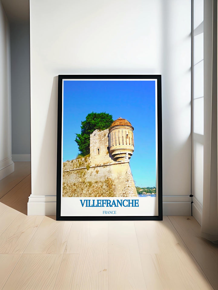 Experience the beauty of Villefranche sur Mer with this stunning wall art featuring Citadelle Saint Elme Perfect for adding a touch of the French Riviera to your home decor this artwork brings elegance and charm to any space and serves as a unique gift idea