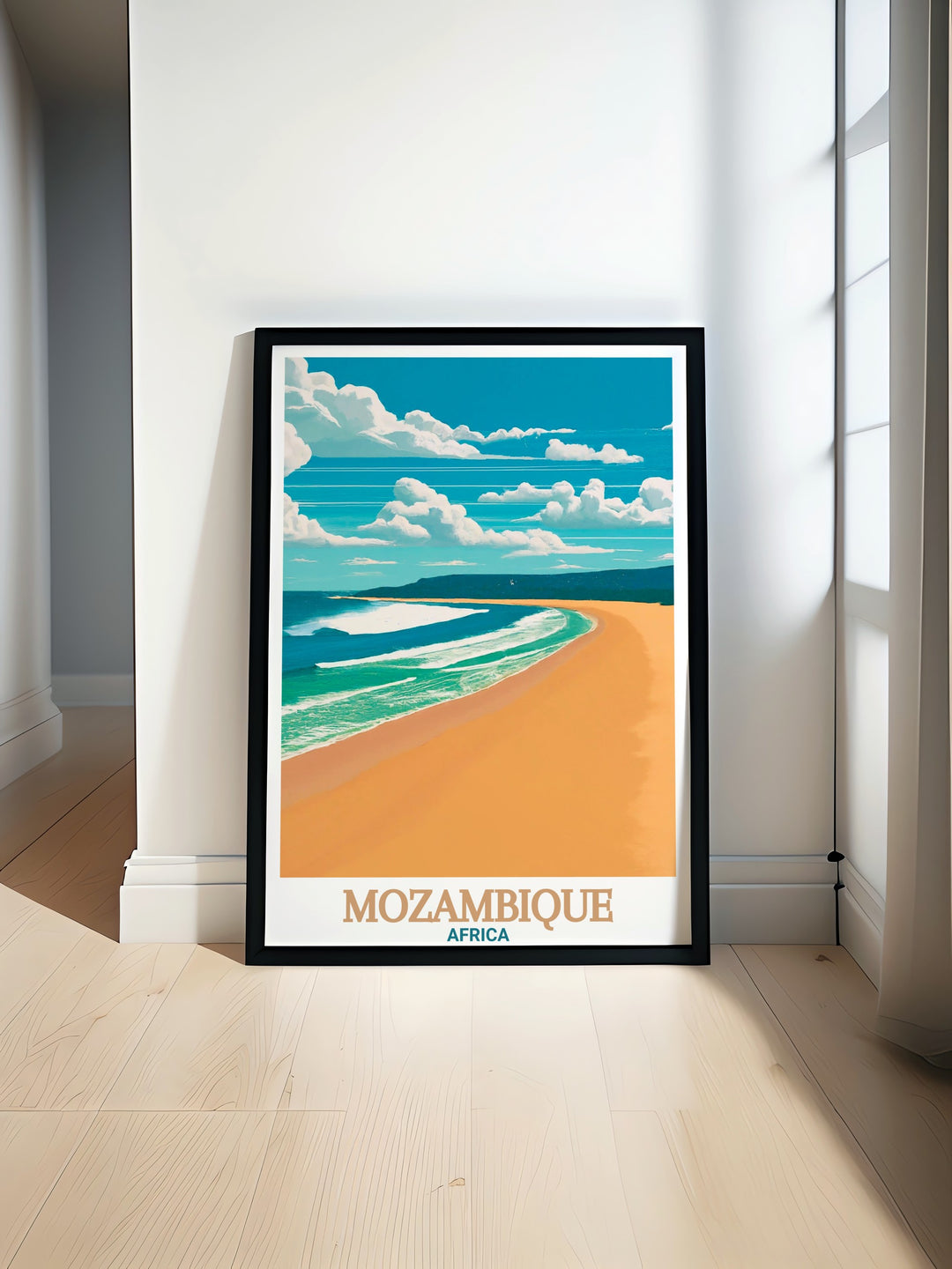 Tofo Beach Canvas Print from Mozambique, capturing the sun kissed shores and inviting waters of one of Africas most scenic beaches. This detailed print is a perfect addition to any home, bringing the beauty of the African coast into your decor.