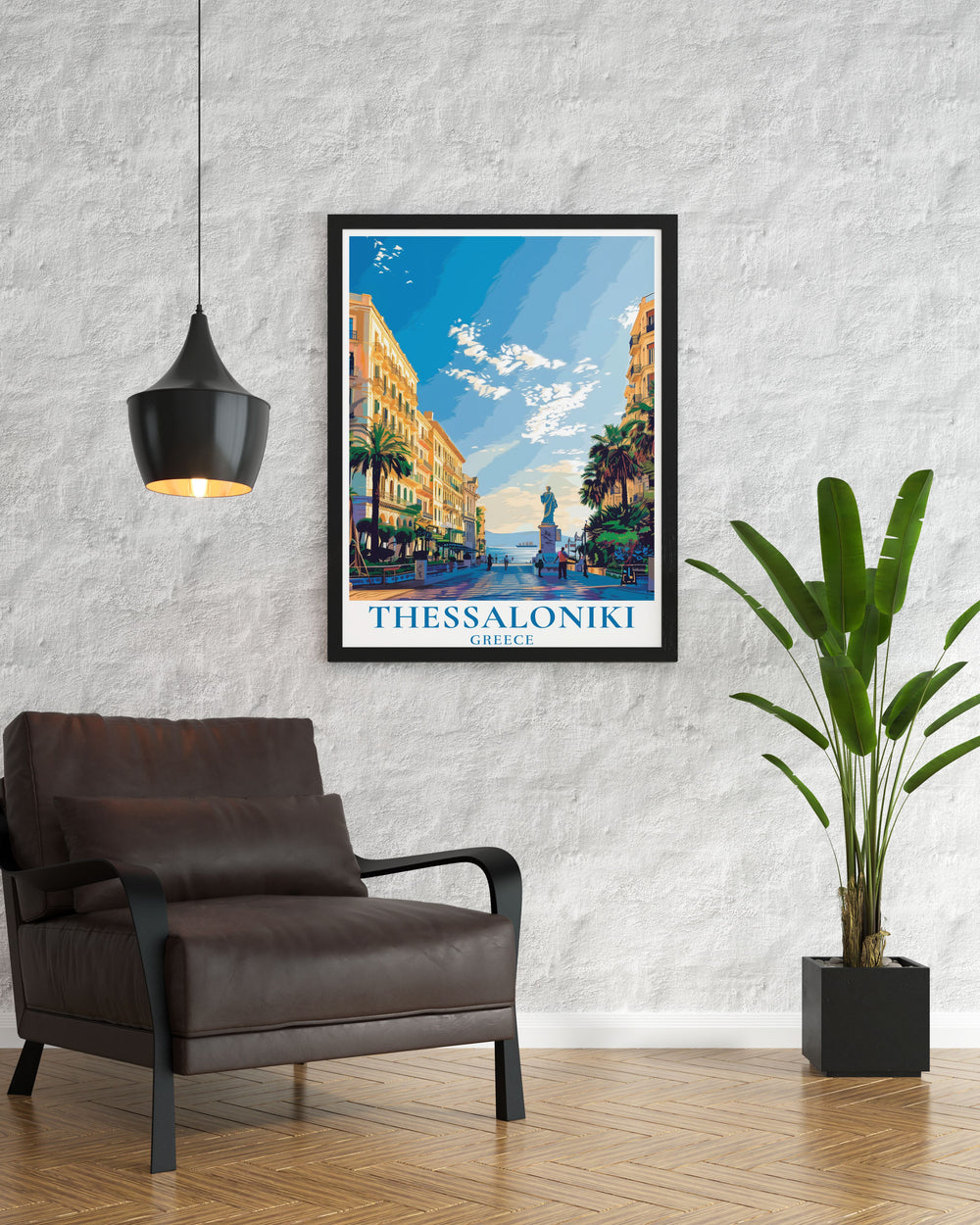 This vibrant travel print of Aristotelous Square captures the elegance and energy of Thessalonikis central hub. The detailed artwork is a celebration of Greeces rich history and is perfect for decorating any space.