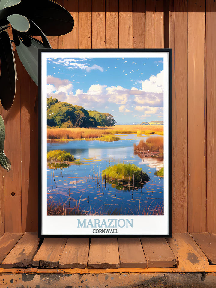 Elevate your home decor with Marazion Marsh framed prints offering a refined and polished look to any room these beautiful prints capture the serene landscapes of Cornwall making them a perfect addition to your living room bedroom or hallway