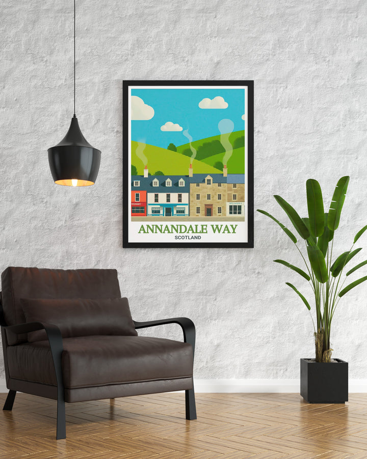 Scotland Hiking Art with Annandale Way and Moffat capturing the rugged beauty of Scotlands great trails this print is perfect for those who love the outdoors and want to bring a touch of nature into their home