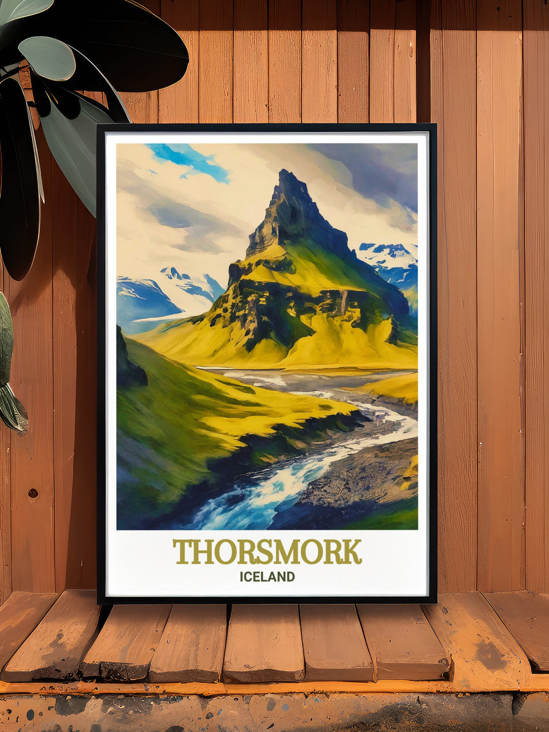 This artwork of Thorsmork and Valahnúkur Mountain brings the tranquility and majesty of Icelands landscape into your home, perfect for those who love nature.