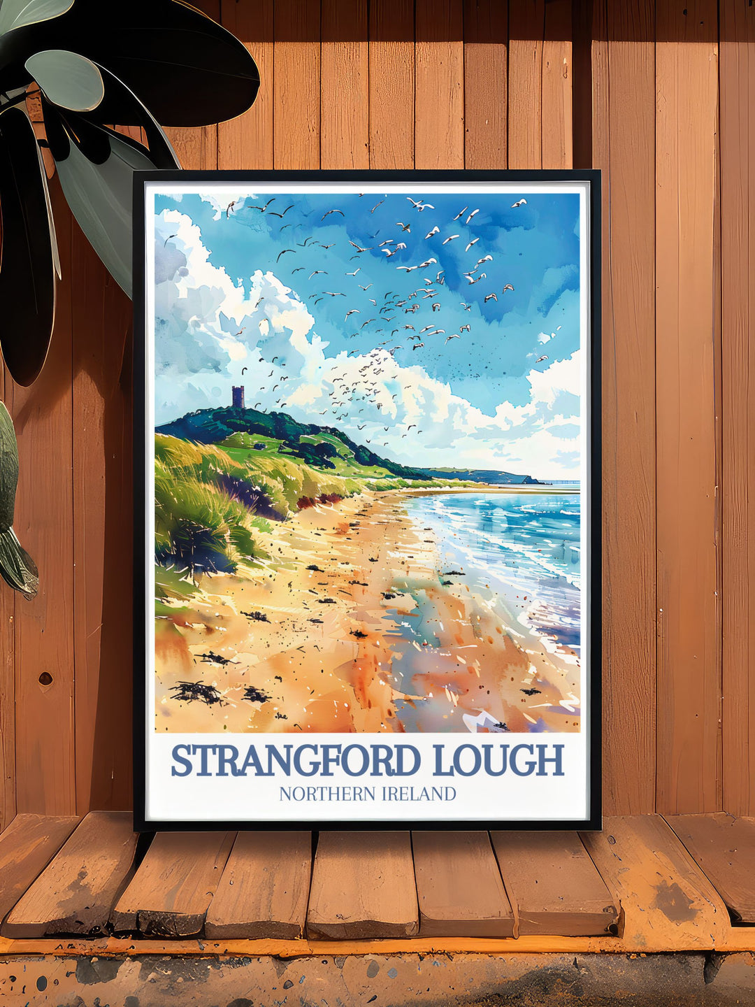 Framed print of Audleys Castle and Strangford Lough Marine Nature Reserve captures the essence of Northern Irelands natural and historical beauty an ideal choice for elegant home decor