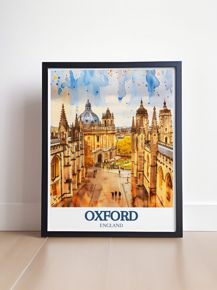 Vibrant Oxford cityscape print featuring Radcliffe Camera and University of Oxford an excellent choice for elegant home decor and modern art enthusiasts