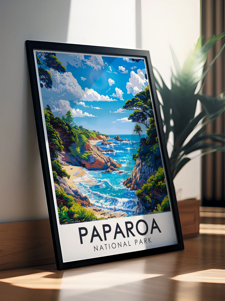 Elegant home decor featuring Truman Track artwork showcasing the lush greenery and serene trails of New Zealands iconic locations