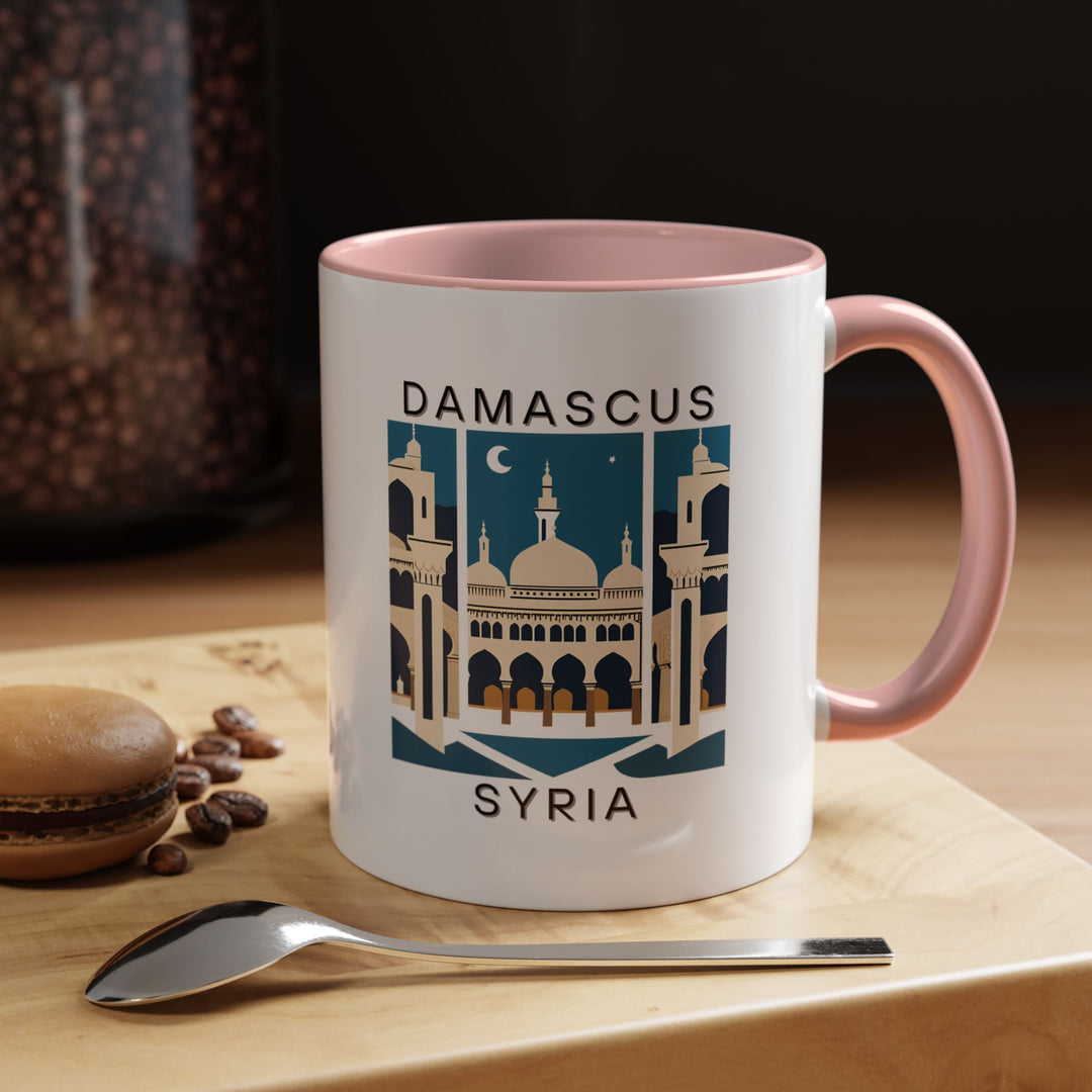 Enjoy the beauty of Damascus with this artistic Syria mug. Featuring detailed artwork of the city’s landmarks, it is both practical and decorative. A perfect gift or personal keepsake for lovers of Middle Eastern history.