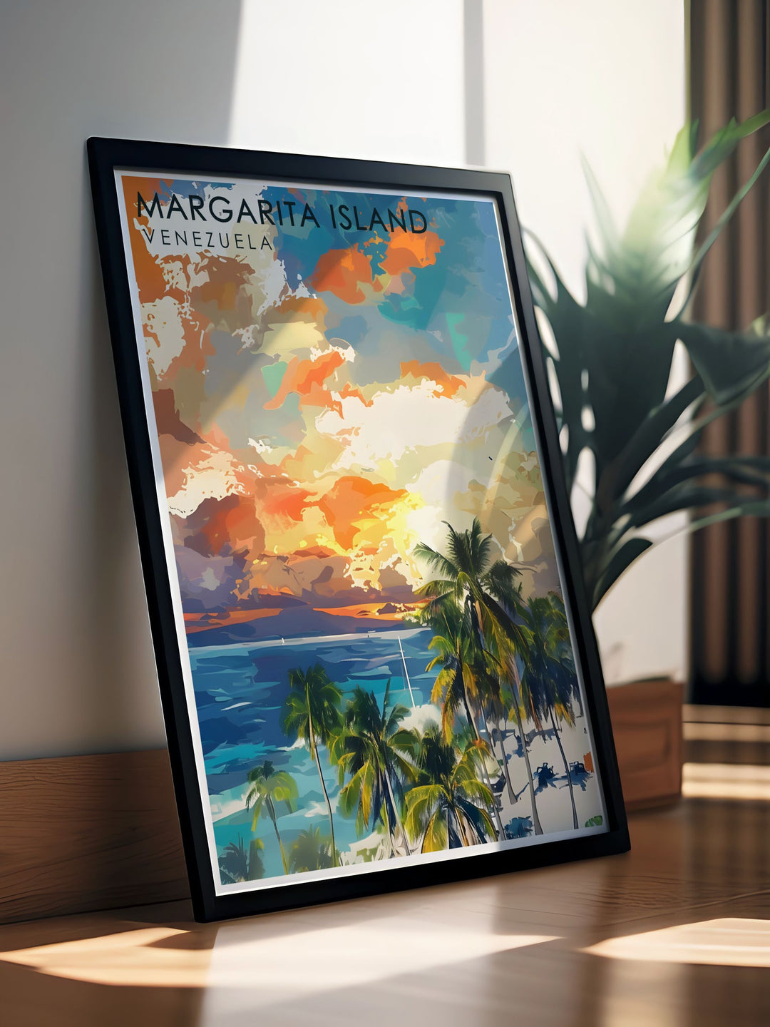 Experience Venezuelas most famous landmarks with this Angel Falls and Margarita Islands travel poster. Whether its the dramatic waterfall or the calm beaches, this wall art adds a touch of adventure to any living space.