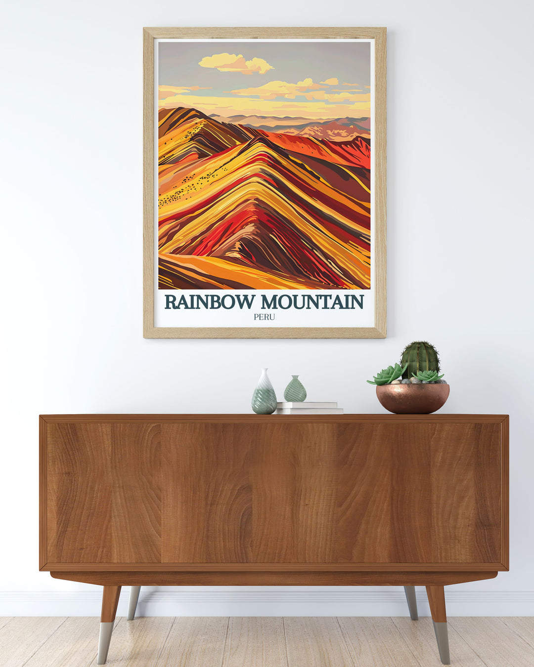 Rainbow Mountain wall art from the Andean highlands Red Valley bringing the vivid colors and natural beauty of Peru into your home with modern and elegant prints.