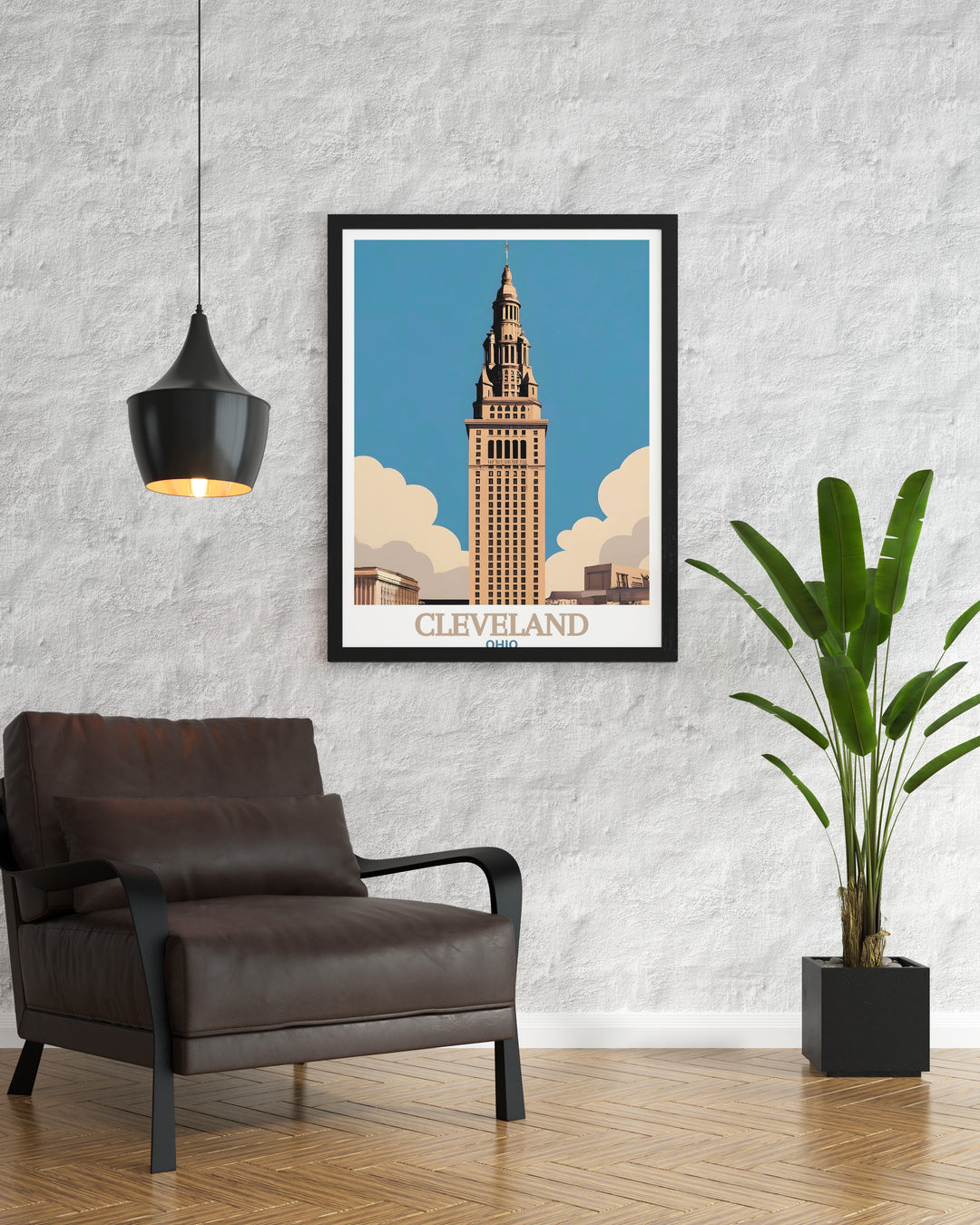 Cleveland Travel Poster highlights the iconic Terminal Tower and the citys colorful street map in a contemporary design. This artwork is ideal for city lovers who want to showcase their connection to Clevelands unique architecture and urban beauty.