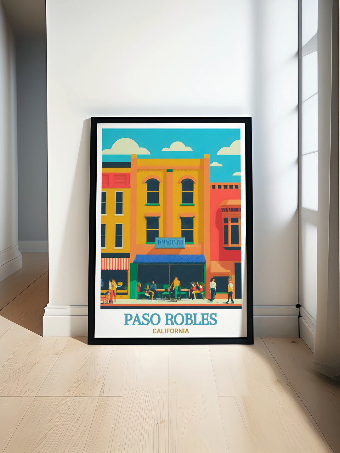 Capture the essence of Downtown Paso Robles with this stunning California travel poster. Perfect for adding a bit of wine country charm to your home decor, this print celebrates the beauty of Paso Robles.