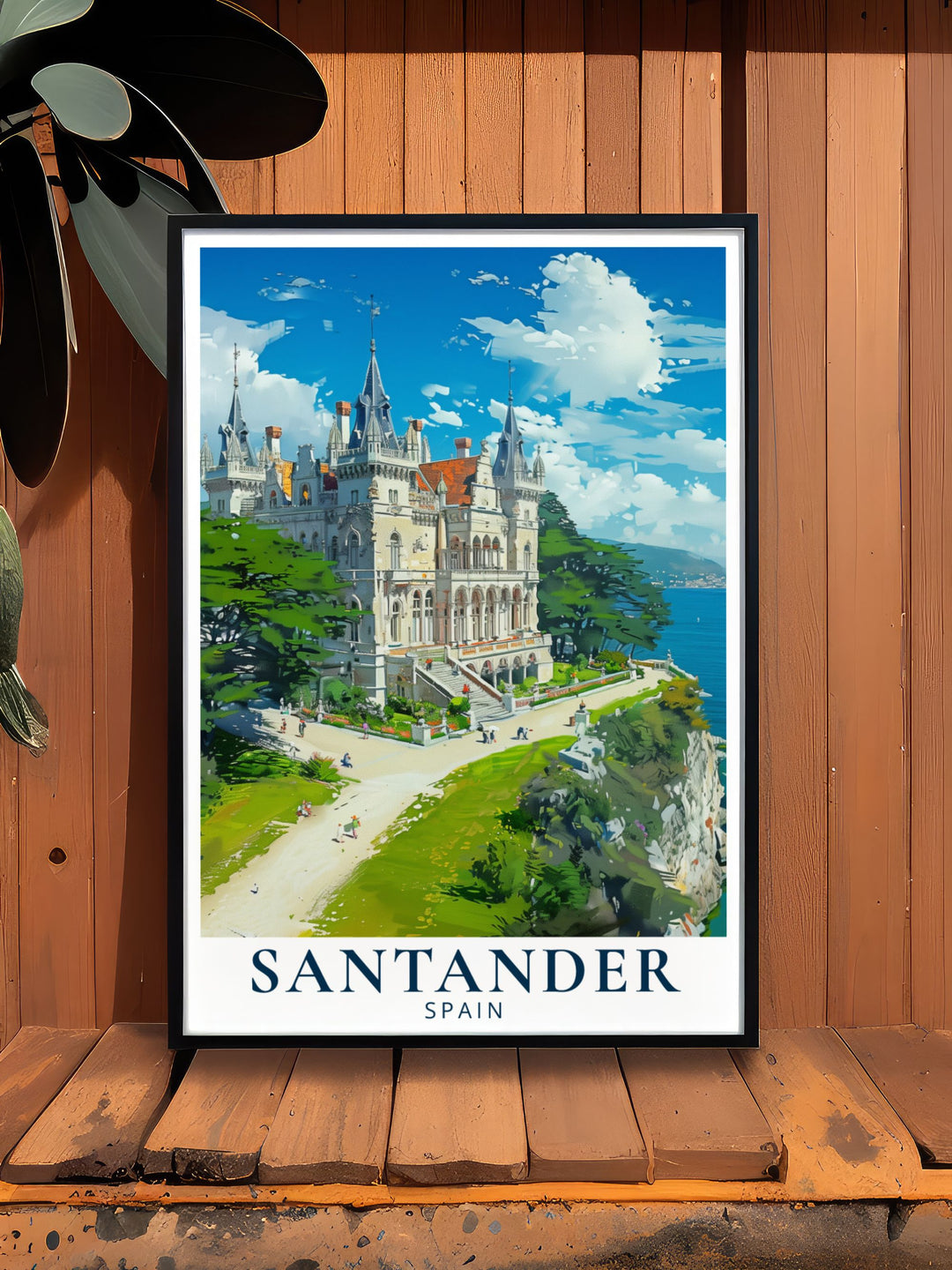 Stunning prints of Palacio de la Magdalena in Santander are the perfect wall decor addition for anyone seeking elegant home decor inspired by the beauty of Spains most iconic historical buildings bringing art and culture into your living room.