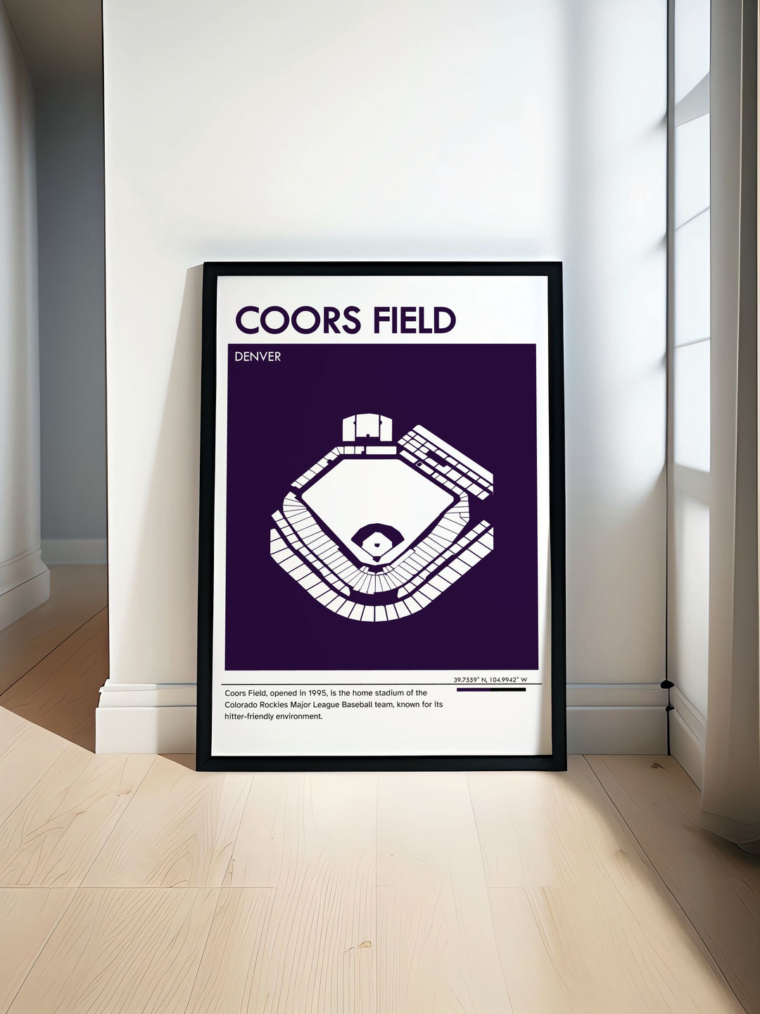 A beautifully detailed travel poster of COORS FIELD showcasing the excitement and architectural beauty of the Colorado Rockies stadium perfect for Rockies fans and MLB lovers who want to bring the spirit of COORS FIELD into their home decor