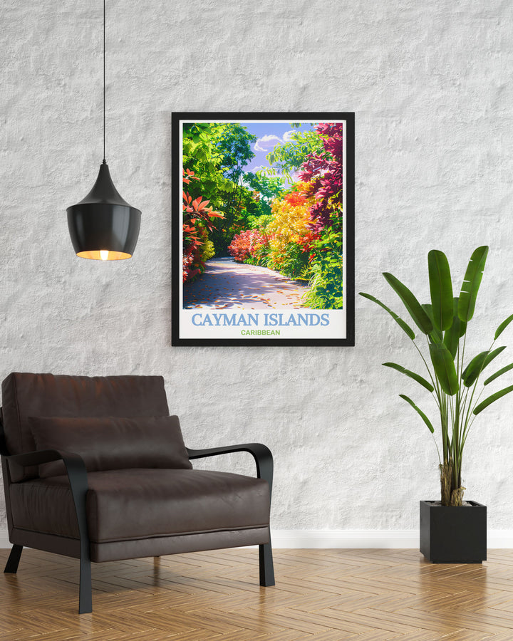 Queen Elizabeth II Botanic Park wall art featuring a detailed Cayman Islands map offering a blend of artistic design and cultural heritage ideal for personalized gifts and enhancing your home or office decor with a touch of the Caribbean