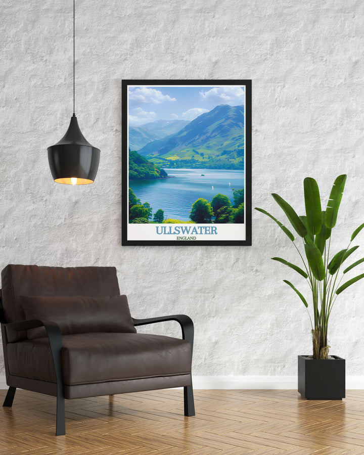 National Park poster of the Lake District highlighting the beauty of Ullswater Lake a stunning artwork for your living space great for anyone who loves the outdoors and appreciates high quality prints