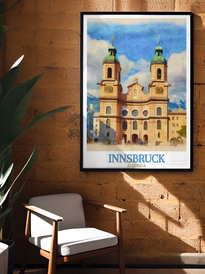 Capture the historic charm of Innsbruck with this cathedral themed Austria wall poster. Perfect for those who appreciate fine architecture and the cultural heritage of Austria.