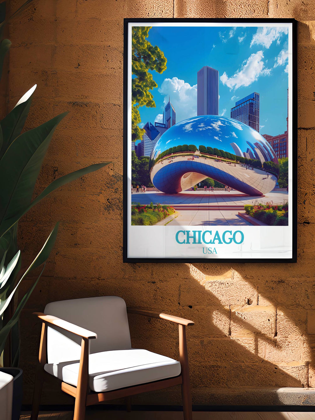 The Bean Cloud Gate framed print offering a detailed and vibrant depiction of Chicagos iconic sculpture. An excellent choice for those looking to add a touch of elegance to their home decor or give a memorable gift.