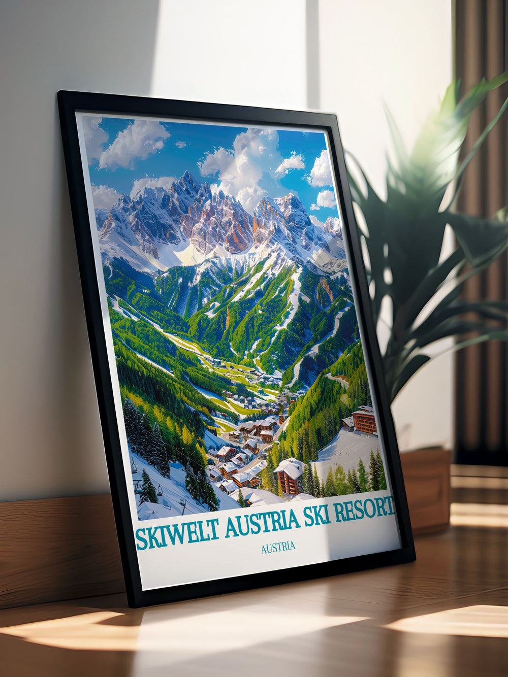 The SkiWelt Austria Ski Resort Print is a must have for those who appreciate vintage ski art. This piece showcases the iconic Ellmau gondola and stunning alpine views, offering a timeless addition to your collection of skiing prints and Ellmau modern art.