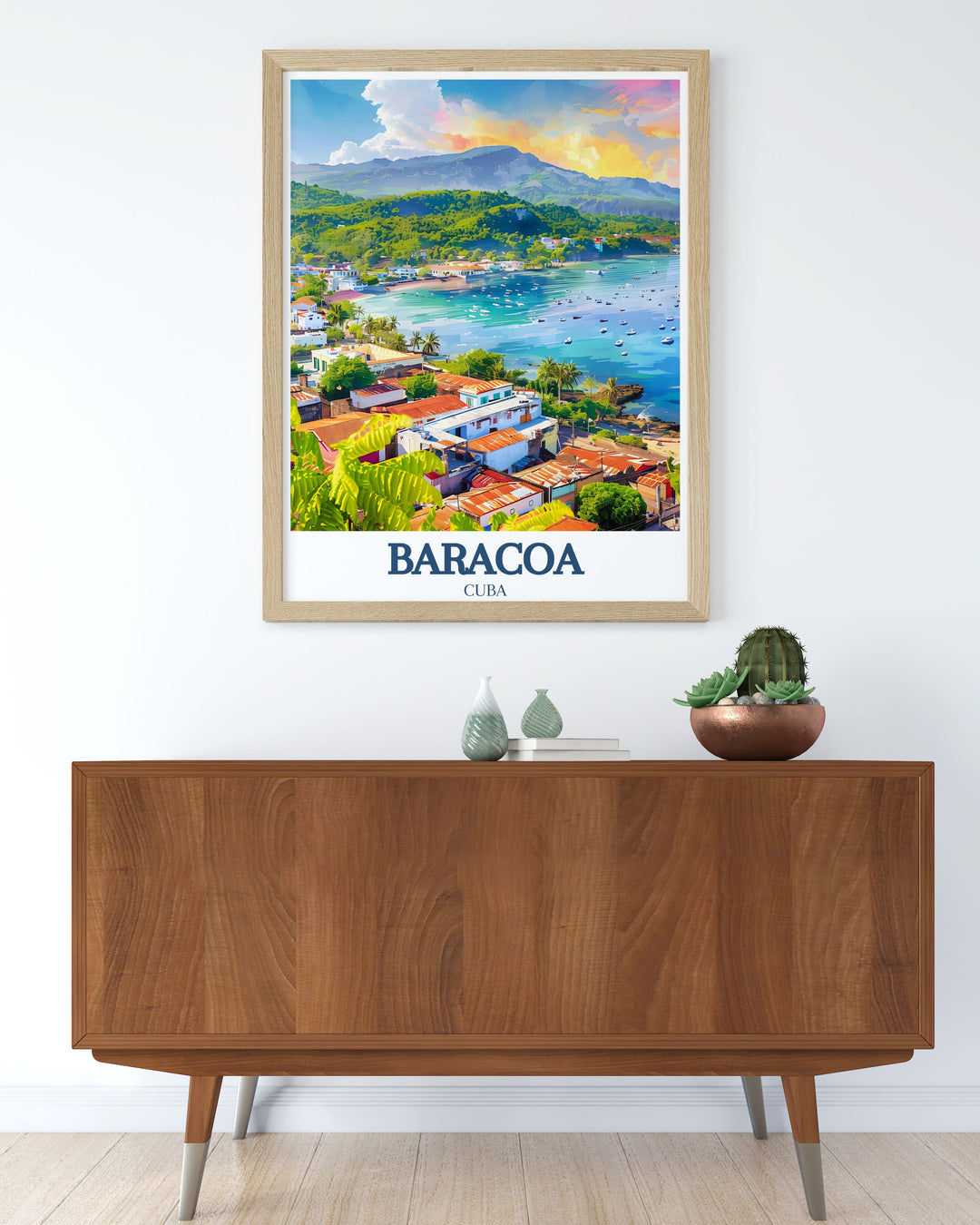 Captivating digital download of Baracoas coastline, featuring the iconic Bay of Honey and the majestic El Yunque Mountain. This print captures the essence of Cubas natural and cultural beauty, perfect for any art collection or as a travel memento.