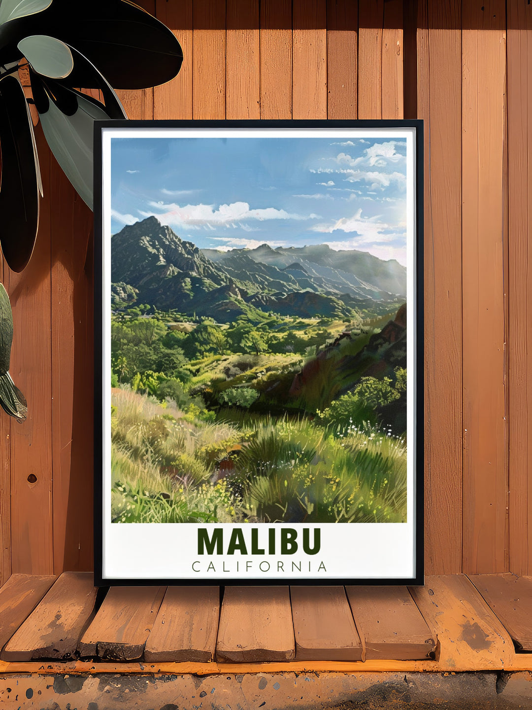 Malibu decor featuring a travel poster print that highlights the iconic California beach alongside Creek State Park artwork this set is ideal for anyone seeking personalized gifts or wanting to enhance their living room with vintage style art