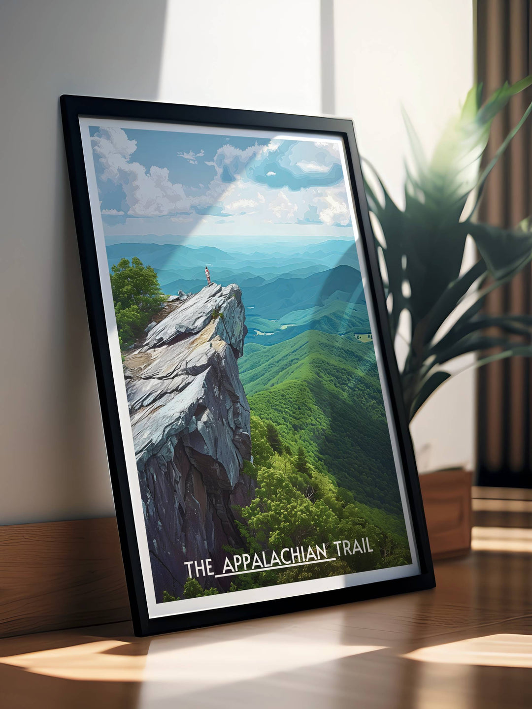 Detailed art print of Mcafee Knob, capturing the stunning vista from the Appalachian Trail, ideal for framing.