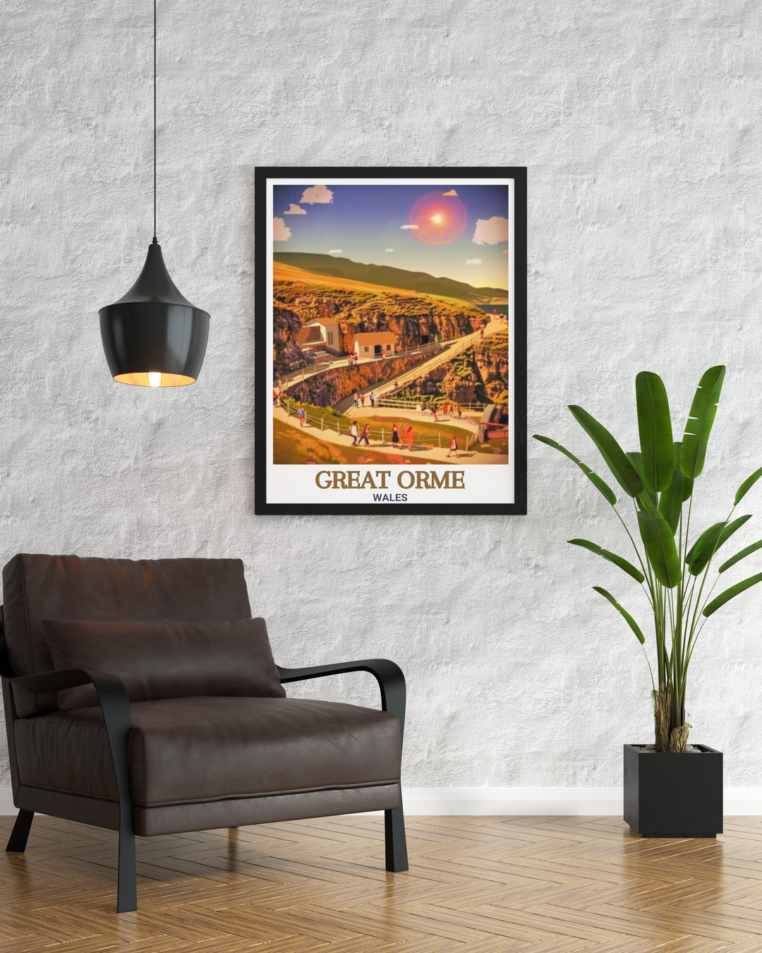 Celebrate the beauty and history of the Great Orme with this detailed wall art. Featuring the Great Orme Copper Mines, this travel poster is perfect for anyone who loves Wales or wants to bring a piece of its heritage into their home.