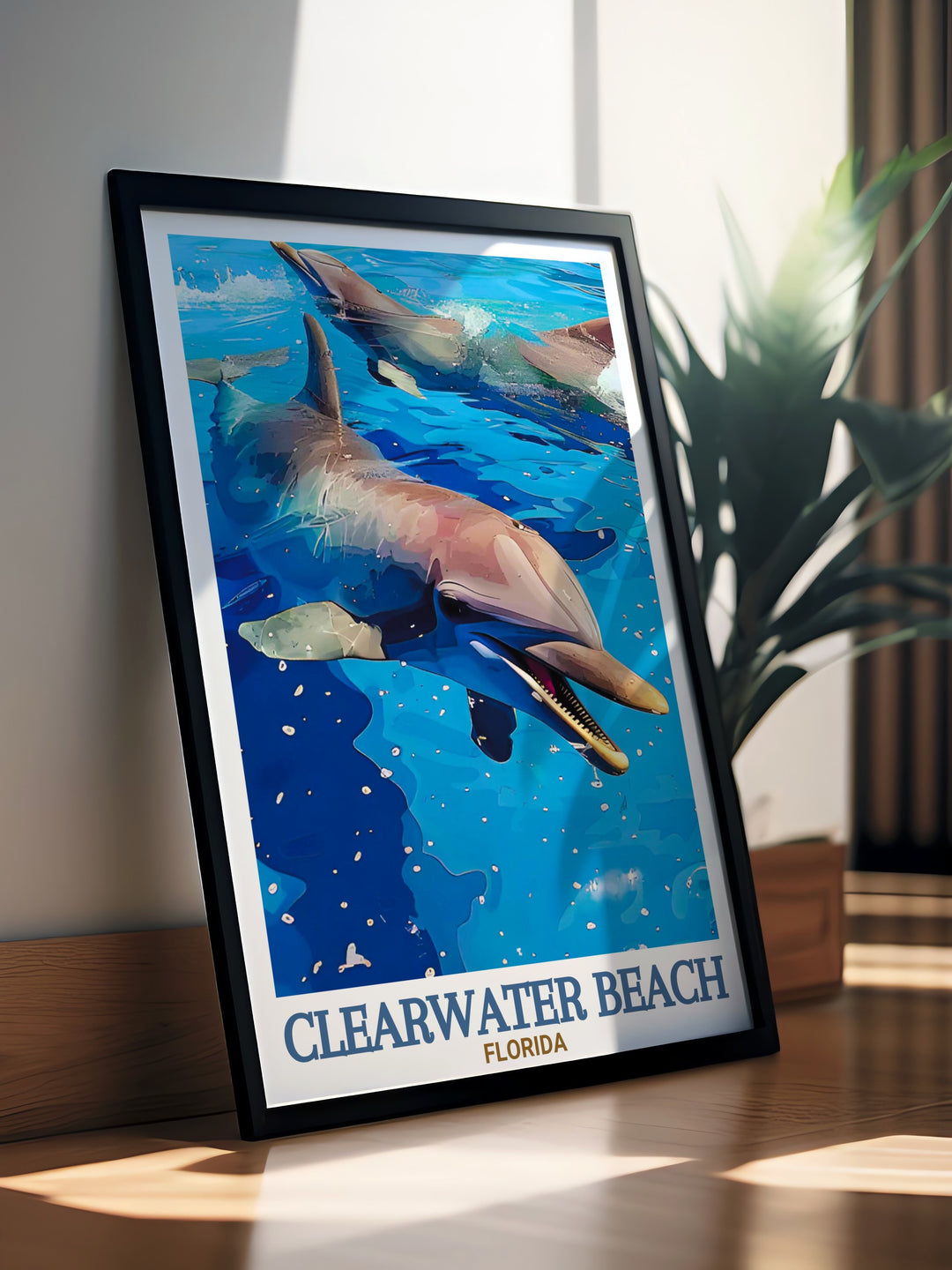 Elevate your space with this stunning Clearwater Marine Aquarium artwork. Featuring detailed illustrations of marine life, it brings a peaceful coastal atmosphere into any living room or office. Ideal for fans of Florida travel art and beach inspired decor.