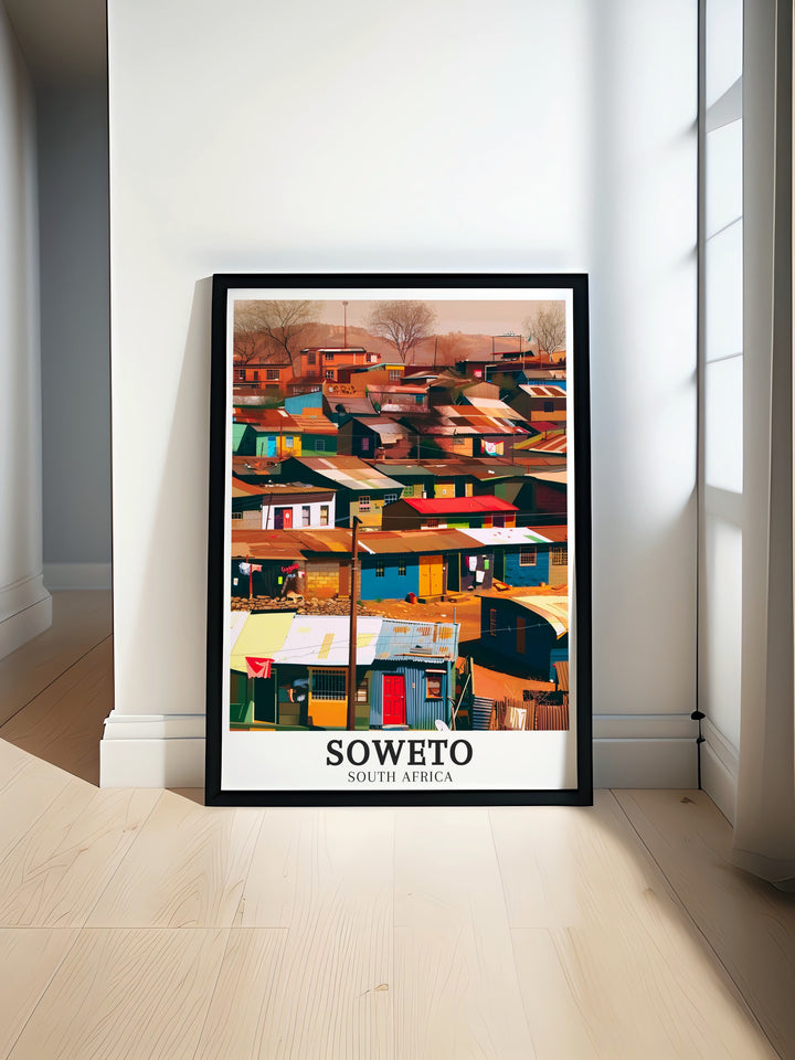 Gauteng Province Decor highlighting the cultural richness and resilience of Soweto, capturing the everyday life and historical landmarks that make this township a key part of Johannesburgs identity.