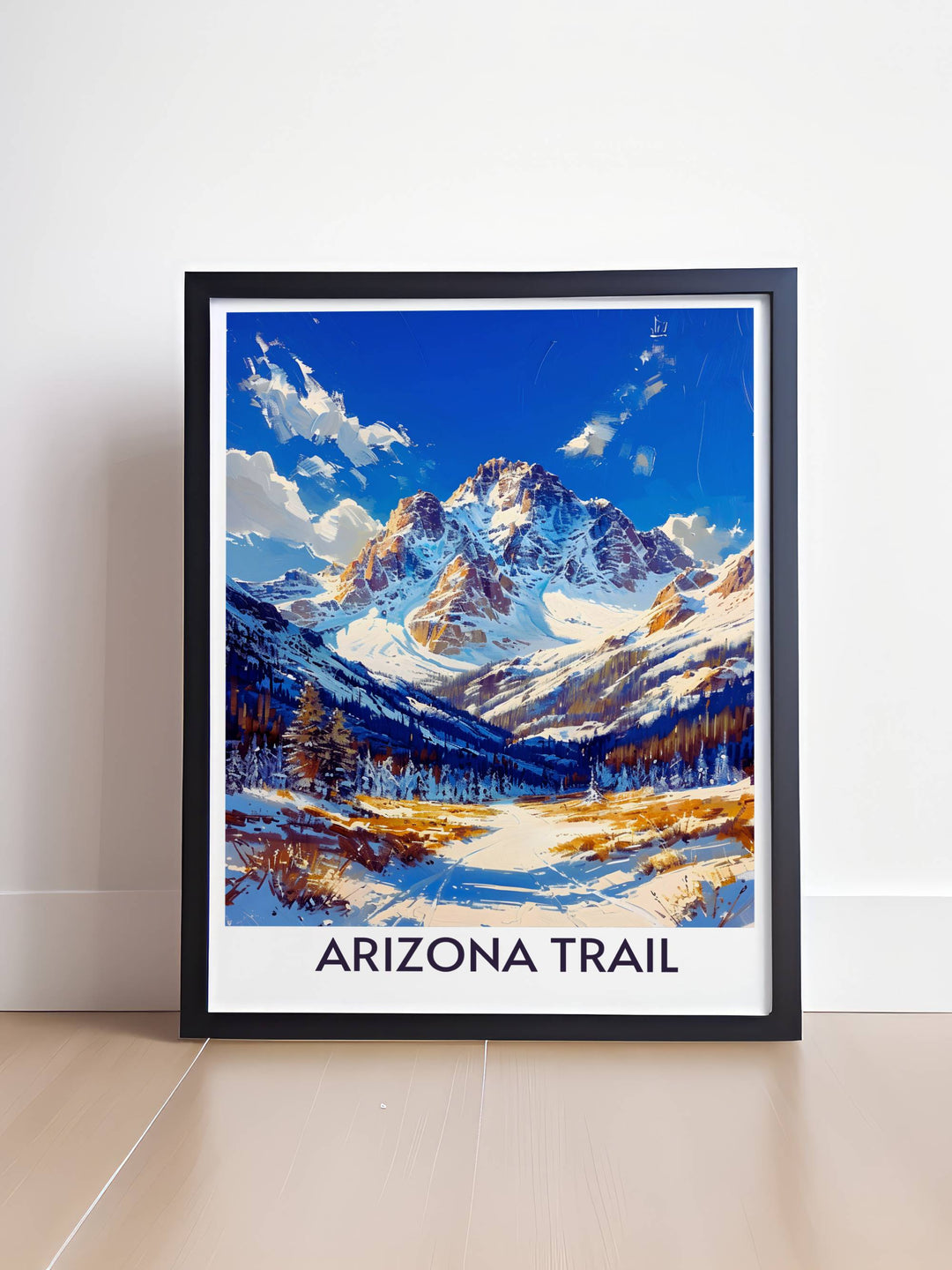 Beautiful retro travel poster showcasing the Appalachian Trail and San Francisco Peaks Park ideal for adventure lovers and those who appreciate the great outdoors adding a touch of nostalgia and charm to any room.