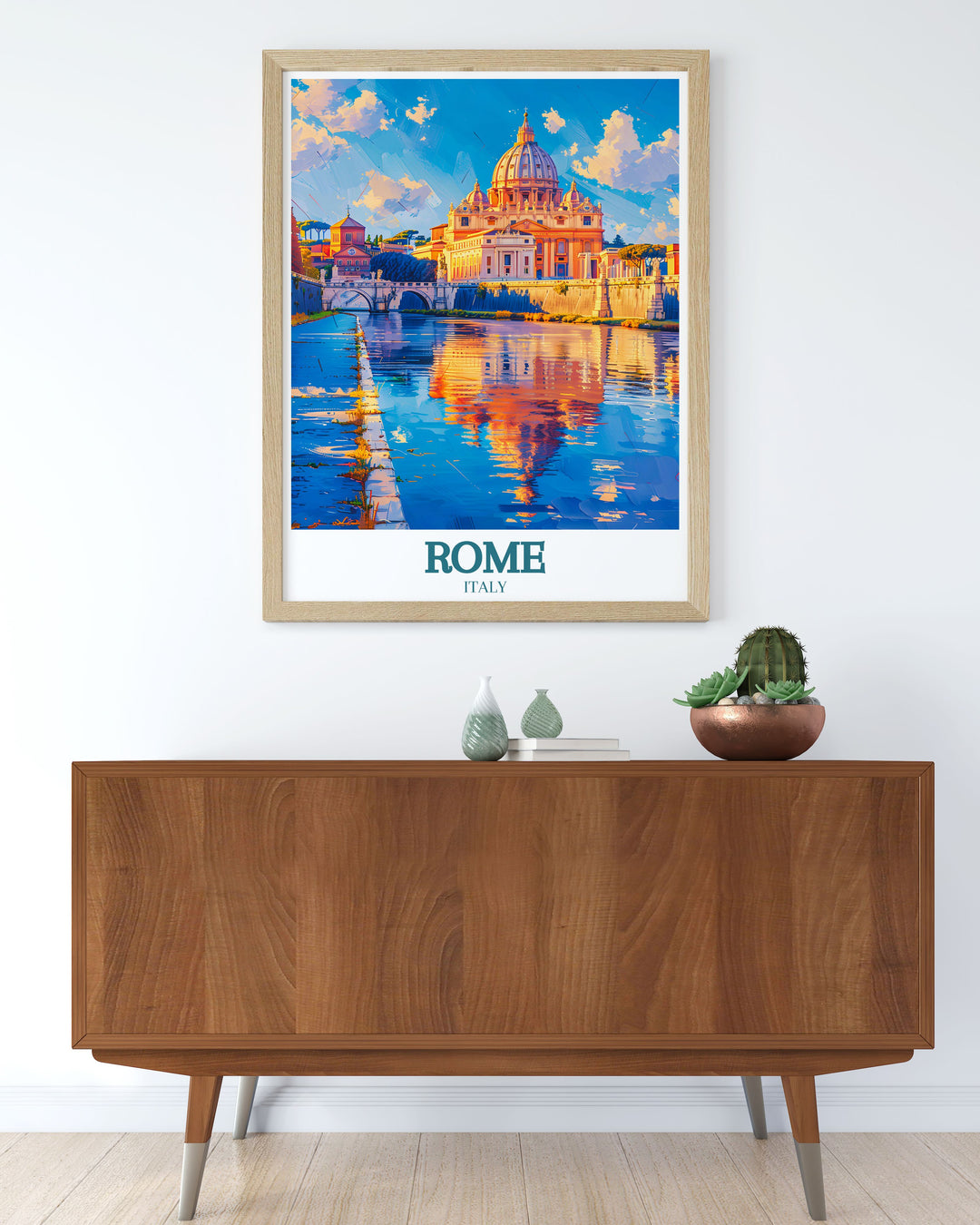 Elegant Rome poster showcasing the iconic St Basilica Vatican City perfect for those who appreciate historical landmarks and sophisticated decor makes an excellent gift for travel enthusiasts and history buffs alike.
