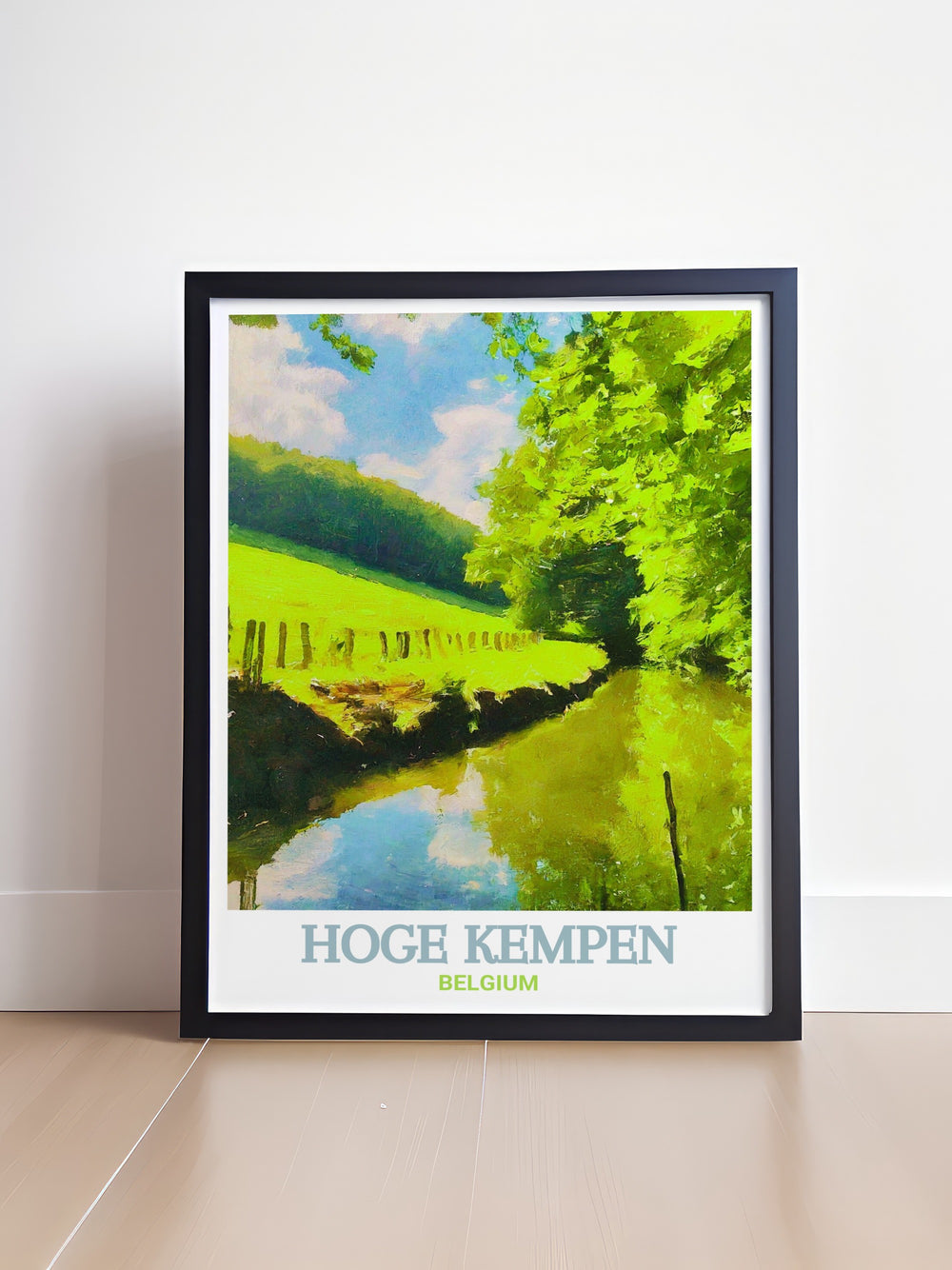 Featuring the lush greenery of Hoge Kempen and the peaceful waters of Vallei van de Kikbeekbron, this Belgium art print adds a touch of the countrys natural beauty to your wall decor.