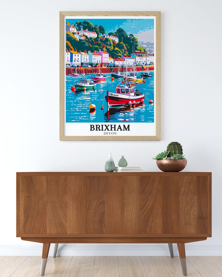 Bring Englands coastal charm into your home with this Brixham Harbour Framed Art, offering a detailed look at the boats and waters of this picturesque village, perfect for any room needing a touch of the sea.