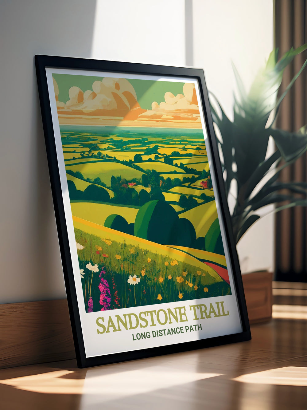 Sandstone Trail art print showcasing the diverse ecosystems and tranquil scenery of this popular hiking trail. This artwork is ideal for enhancing your home decor, offering a visual journey to one of Europes most scenic long distance trails.