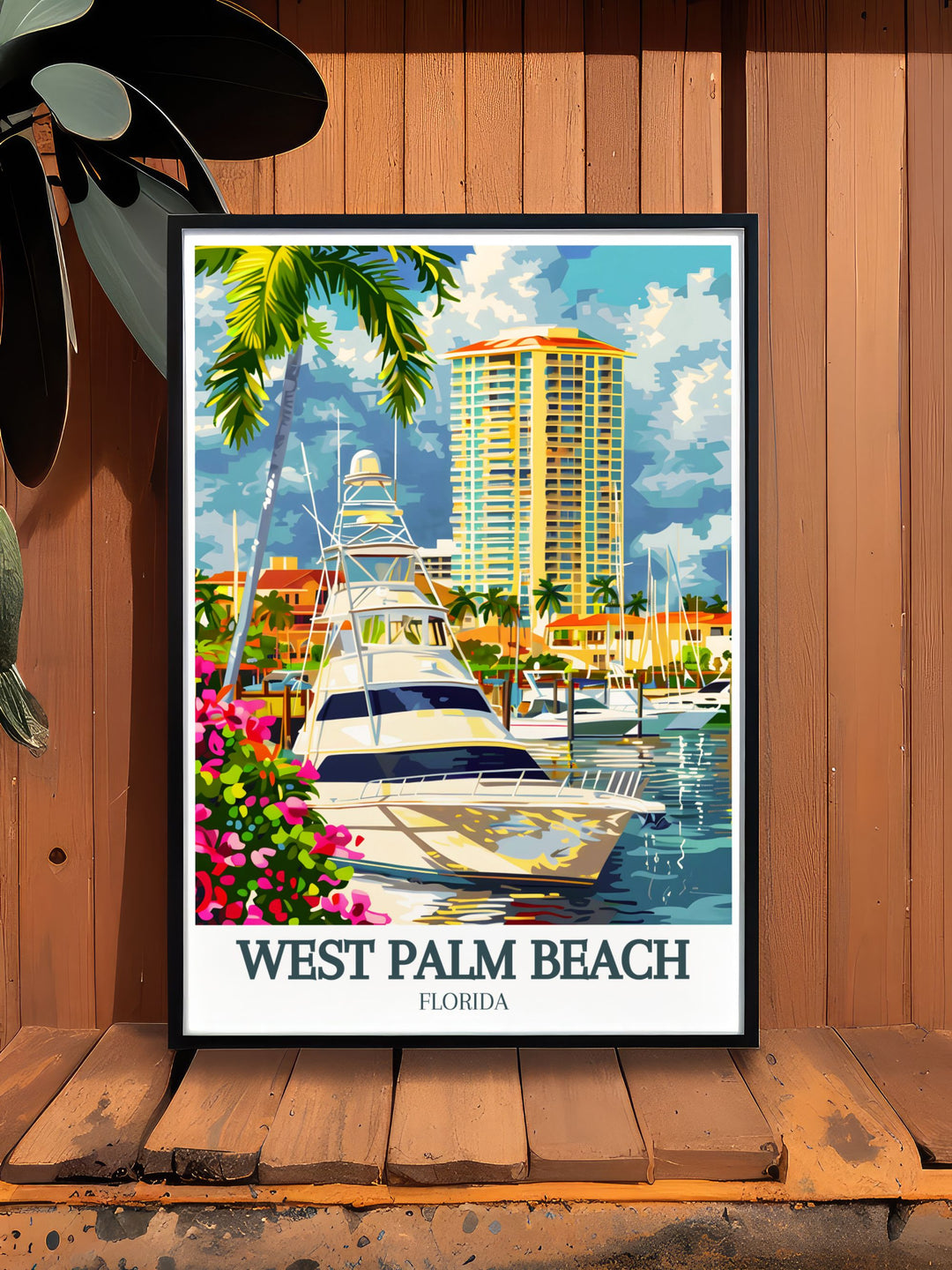 Elegant Florida decor featuring Palm Harbor Marina South Florida this West Palm Beach art print is designed to bring a coastal and relaxing atmosphere into your living room bedroom or office perfect for those who love the beauty of South Florida