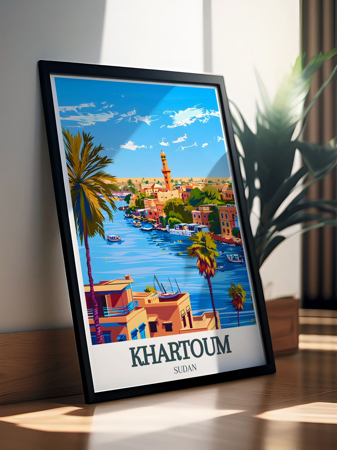 Khartoum city center and Nile River painting providing a contemporary touch to your home with stunning visual appeal