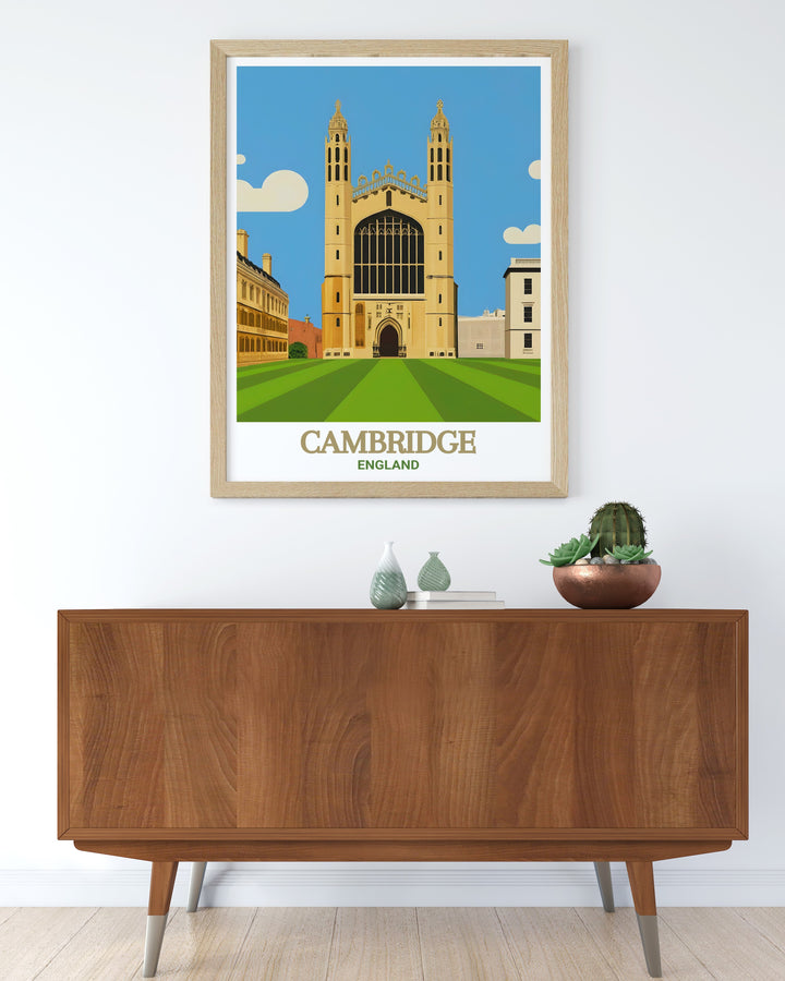 Great Court poster featuring the historic and academic significance of Cambridge University a must have for any architecture print enthusiast and perfect wall decor