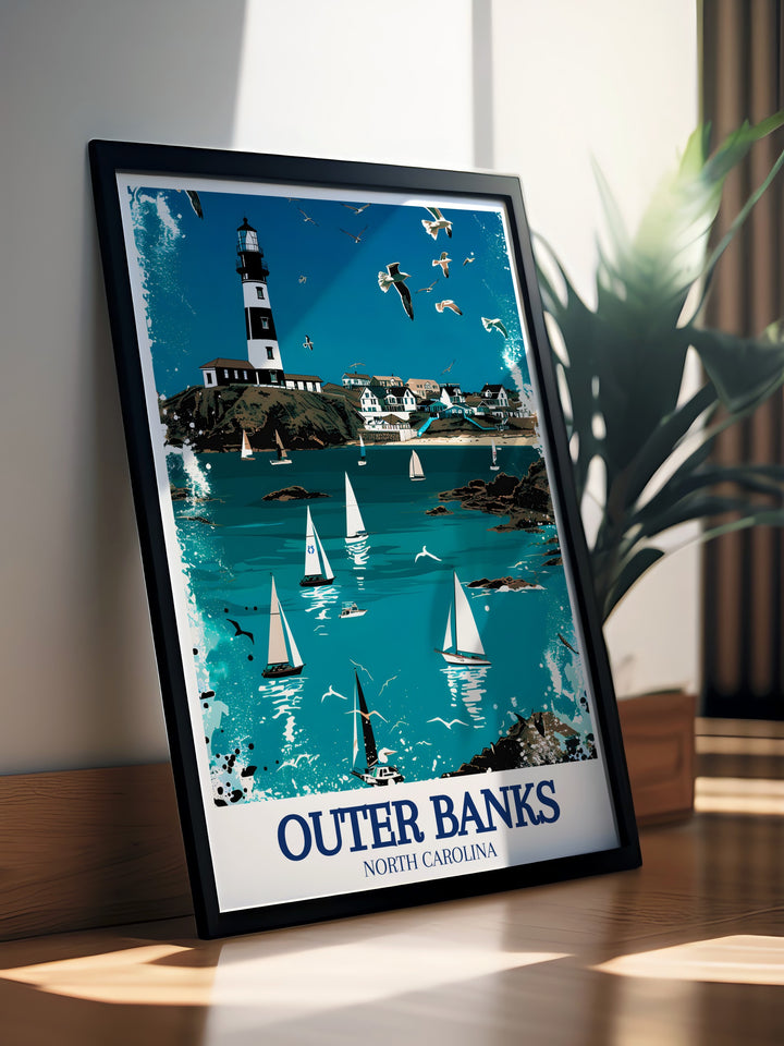 Hatteras Island Canvas Art showcasing the islands stunning landscapes, from windswept dunes to tranquil waters. The artwork captures the essence of the Outer Banks, making it a perfect addition to any home that values nature, history, and the beauty of the coast.