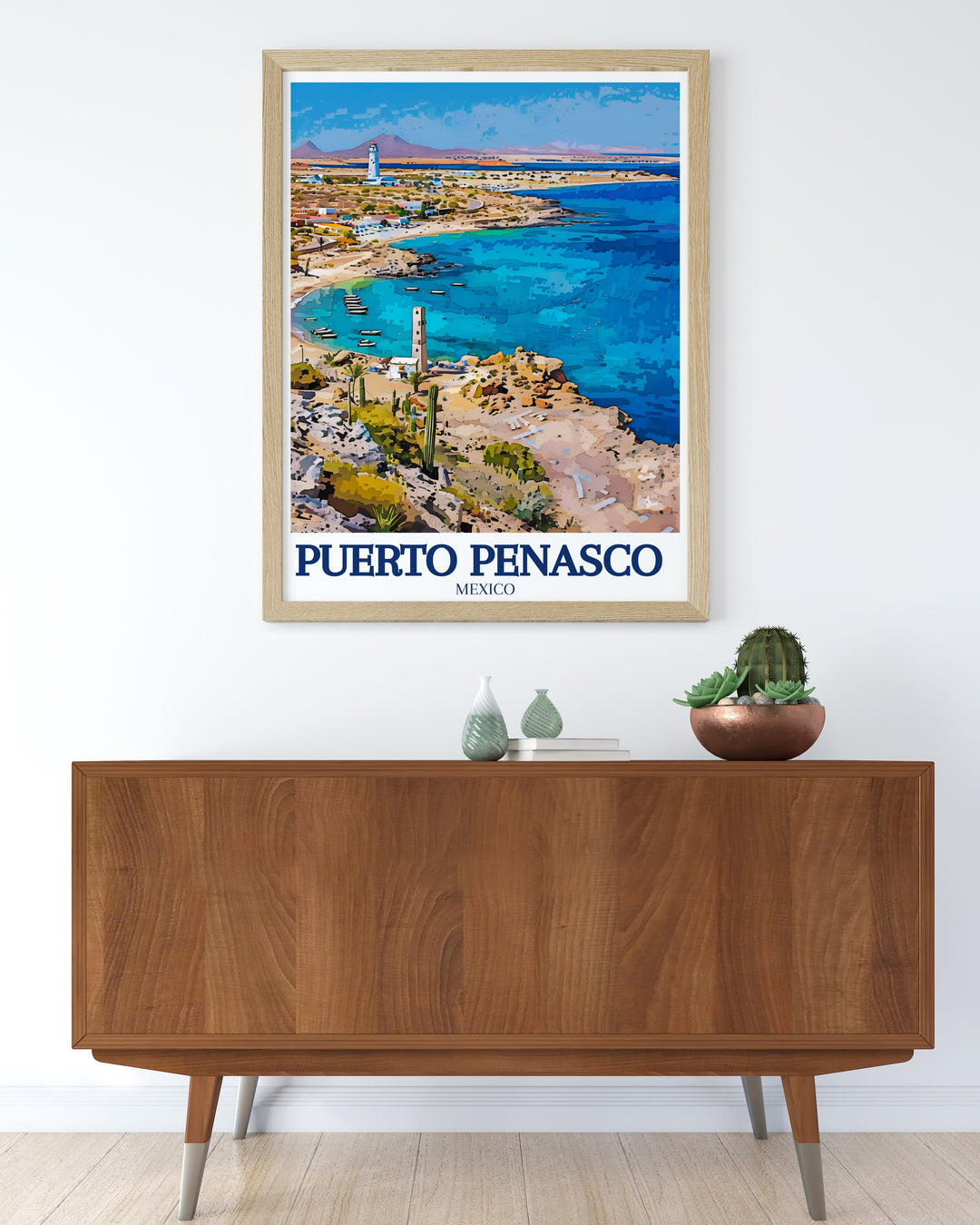 Experience the peaceful shores of Puerto Peñasco with this beautiful wall art. Featuring the captivating views of Cholla Bay and Rocky Bay, this poster print is perfect for decorating your home, office, or as a thoughtful gift for travelers and beach enthusiasts.