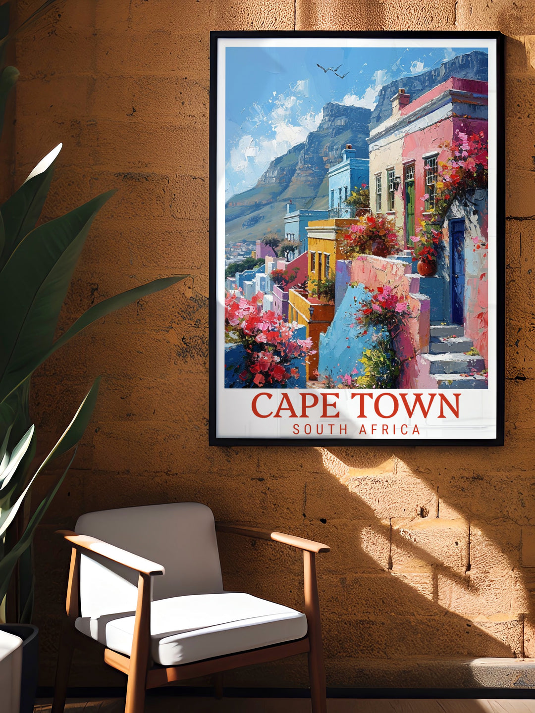 Capture the vibrant essence of Cape Town with a stunning National Park poster featuring Table Mountain and the colorful Bo Kaap district. A perfect addition to your wall art collection for those who love adventure and travel. Ideal for framed or modern decor.