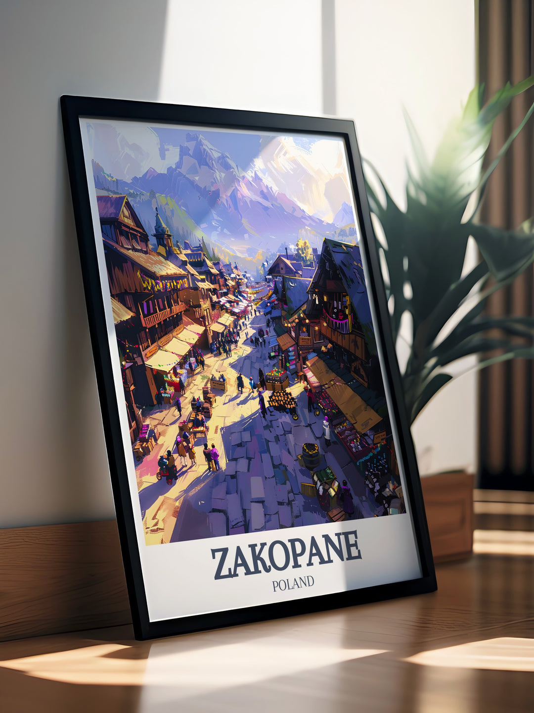 Krupowki Street and Kasprowy Wierch Stunning Prints highlighting the picturesque landscapes of Zakopane with a detailed and colorful design ideal for stylish home decor and thoughtful anniversary gifts.