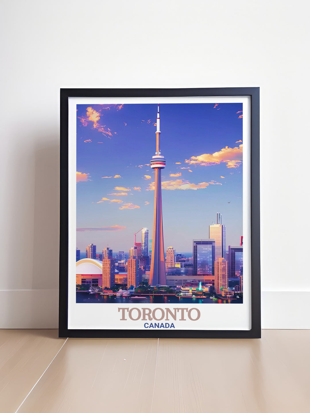 This Toronto wall art features the striking Royal Ontario Museum and the citys skyline, creating a perfect blend of culture and architecture. Ideal for lovers of Canadian landmarks, this framed print brings the energy of Toronto into any home or office décor.