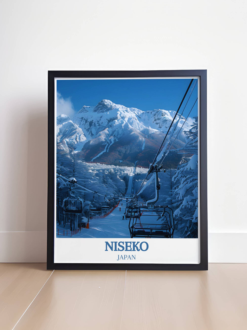 Vintage Snowboard Wall Art featuring Niseko Annupuri International Ski Area and Japanese scenery showcasing a thrilling snowboarding scene with a touch of retro charm ideal for home decoration