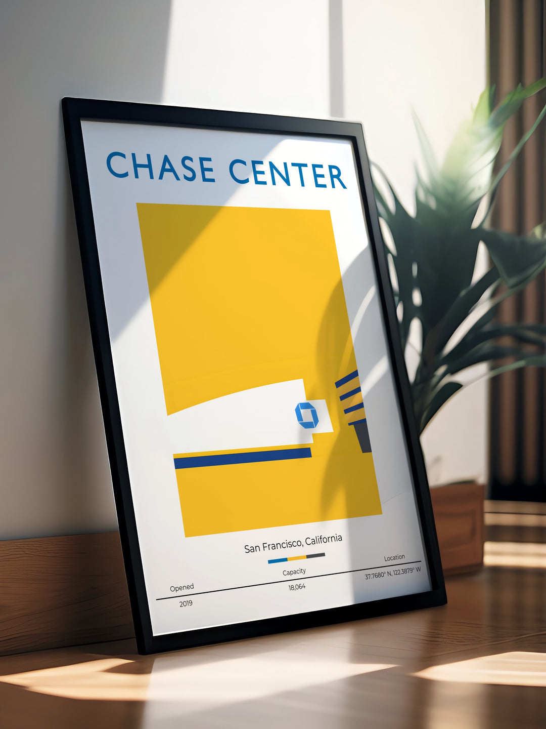 Stunning Chase Center NBA Art showcasing the home of the Warriors in San Francisco perfect for fans looking to bring dynamic energy into their space this artwork makes an ideal birthday gift or unique addition to any dorm room or living area.