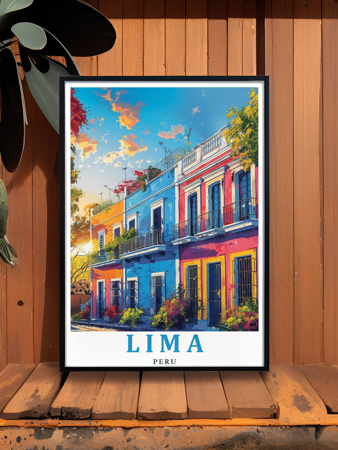 This vibrant art print of Lima and the Barranco District showcases the heart of Perus capital city. Perfect for lovers of travel, art, and culture, this poster brings a dynamic and colorful touch to any wall.