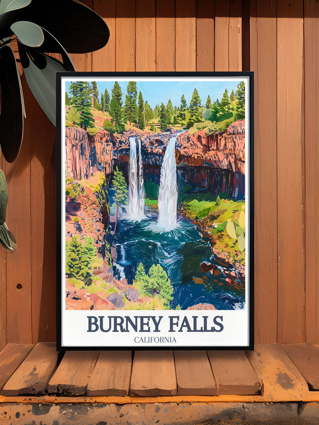 Burney Falls Art from Pacific Crest Trail in California is a perfect wall decor piece for anyone who loves California travel and stunning nature views making it an ideal gift for friends and family who appreciate the beauty of nature.