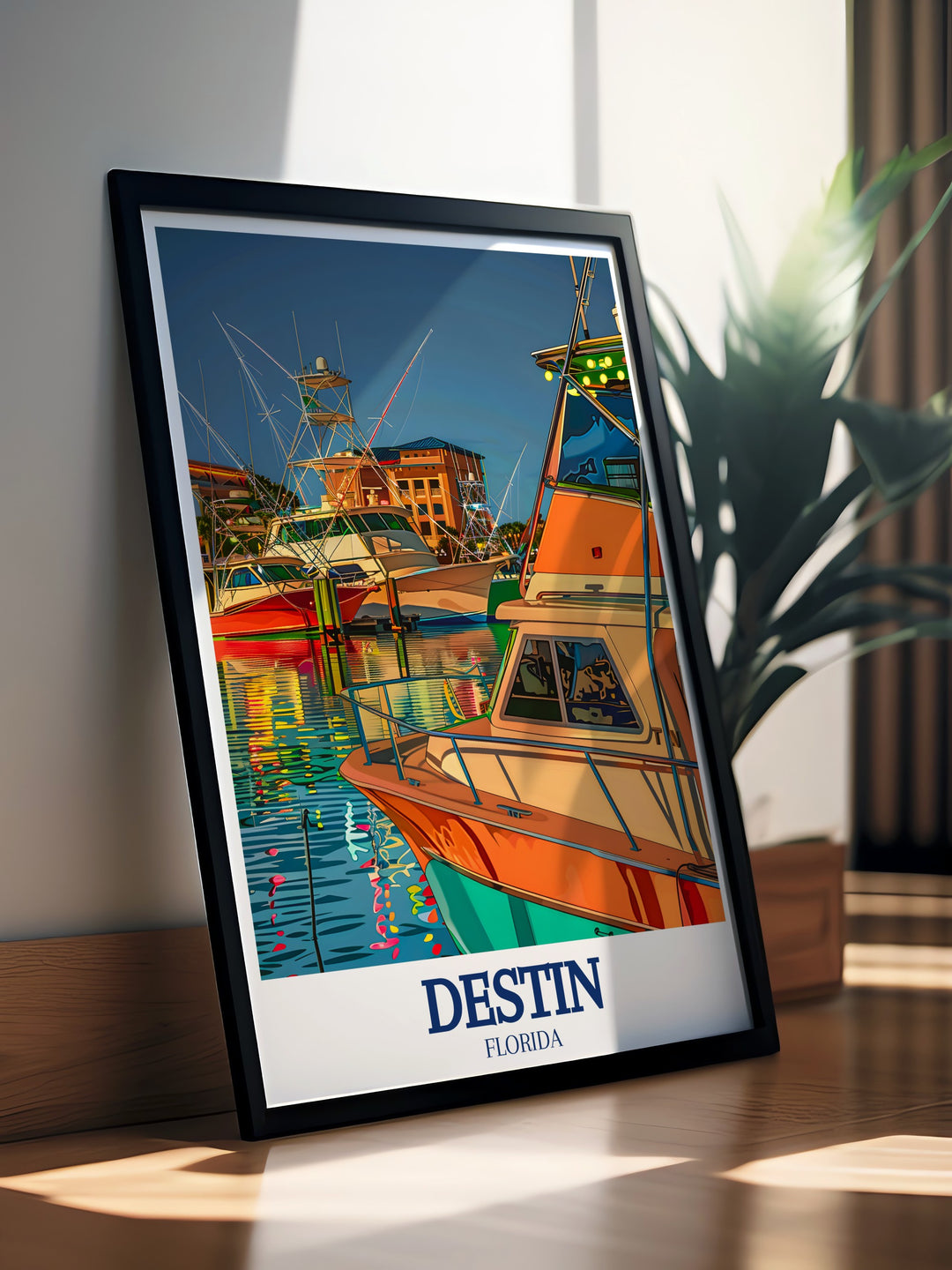 This Destin Poster captures the vibrant energy of HarborWalk Marina and the hard working fishing fleet, offering a stunning view of Floridas Emerald Coast. Ideal for beach lovers and nautical enthusiasts, this art print brings the spirit of Destin into your space.