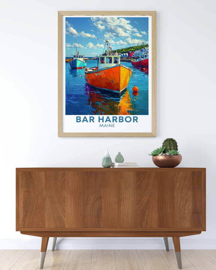 Capturing the timeless elegance of Bar Harbor, this travel poster brings the historic charm of this iconic Maine town into your living space. Ideal for history lovers and coastal art enthusiasts.
