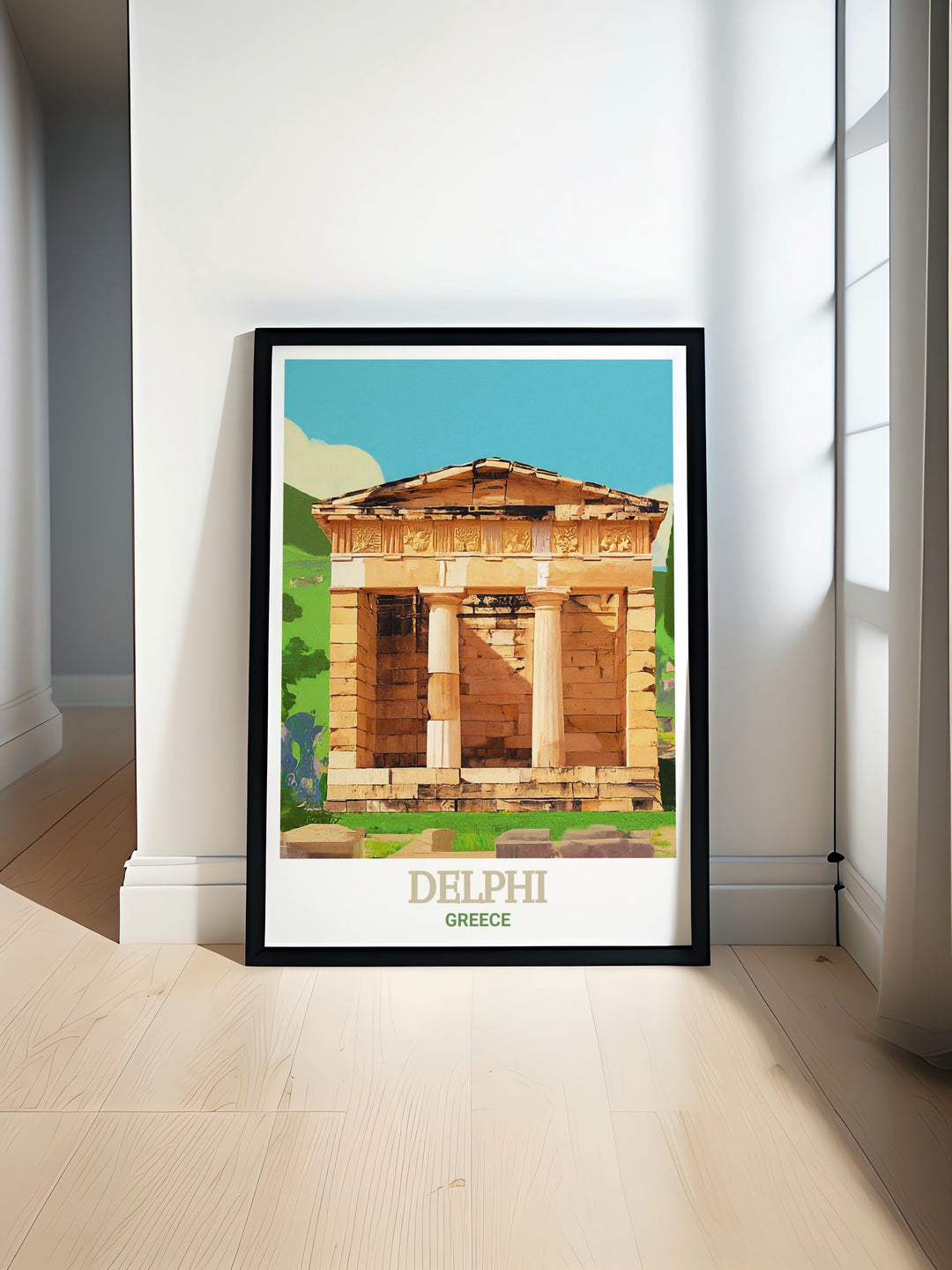 Athenian Treasury wall art showcasing the intricate details and commanding presence of this iconic Greek structure. This Delphi travel print is a must have for anyone who appreciates the artistry and history of ancient civilizations.