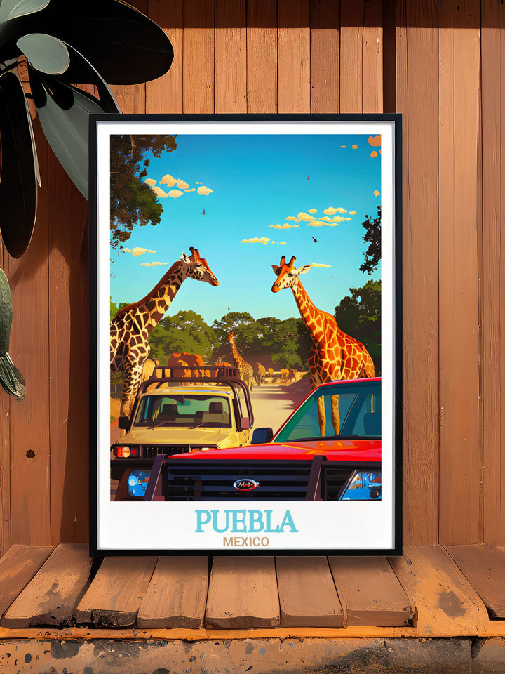 Personalized Puebla Art Print ideal for gifts and home decor Africam Safari Elegant Home Decor pieces designed to add sophistication and adventure to any room perfect for anniversary gifts birthday gifts and Christmas gifts