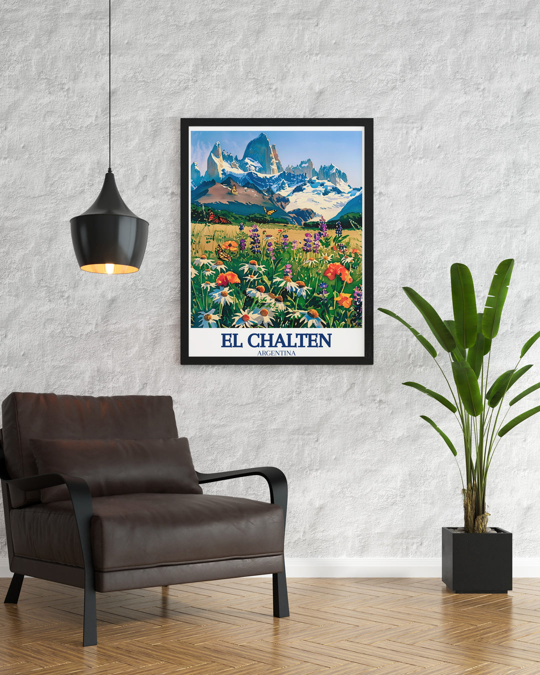 This El Chaltén Poster Print captures the stunning views of Cerro Torre and Fitz Roy peaks in Patagonia, making it an ideal choice for your home decor. Perfect for those who appreciate the natural beauty of Argentinas mountains.